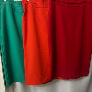 Elegant Women's Pencil Skirt Trio - Red, Orange, Green